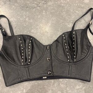 90's Vintage Biker's Choice Leather studded bralette.